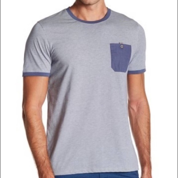 TED BAKER Men's Green/White Micro Pattern Chest Pocket Hicks Tee sz TB 6/US XL - Picture 3 of 8